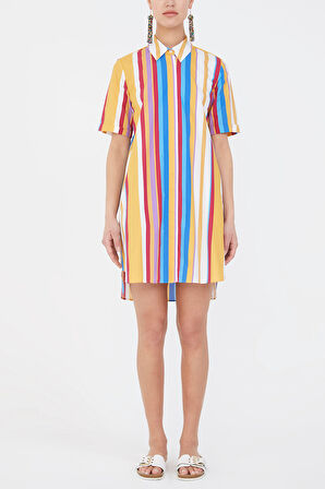 Çizgili Kısa kollu poplin gömlek 10732 | 44