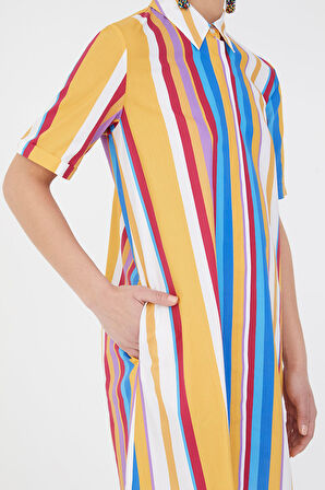 Çizgili Kısa kollu poplin gömlek 10732 | 44