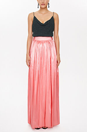 Pembe Lastikli ve büzgülü uzun etek 81072 | 44