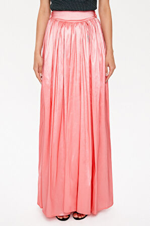 Pembe Lastikli ve büzgülü uzun etek 81072 | 44