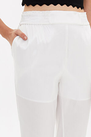 Beyaz Beli lastikli pantolon 41356 | 42
