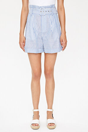 Mavi Yüksek bel bol kesim şort 11100 | 44