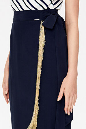 Lacivert Anvelop kapama püsküllü etek 81071 | 44