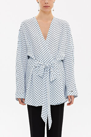 Mavi Kuşaklı Bluz 19765 | 42