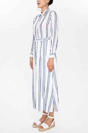 Mavi Çizgili uzun elbise 92879 | 42