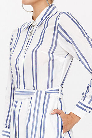 Mavi Çizgili uzun elbise 92879 | 42