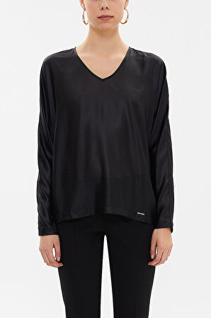 Siyah Kolsuz bol kesim bluz 19770 | 44