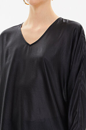 Siyah Kolsuz bol kesim bluz 19770 | 44