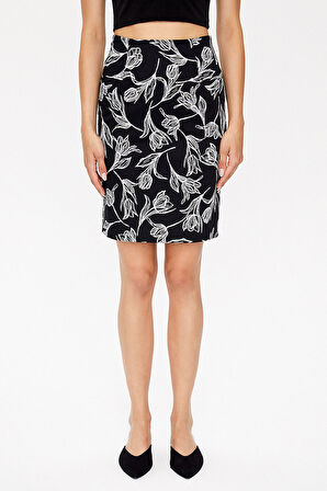 Desenli Diz üstü, düz dar etek 81118 | 44