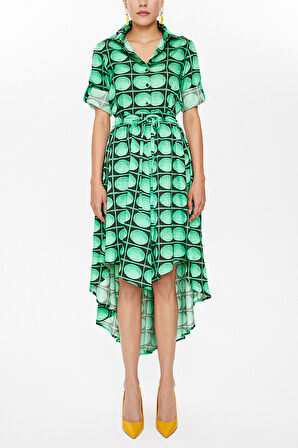 Haki Asimetrik midi elbise 93117 | 44