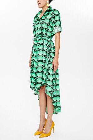 Haki Asimetrik midi elbise 93117 | 44