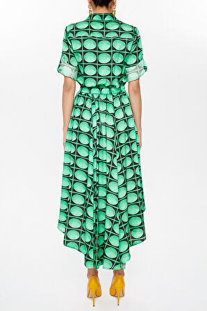 Haki Asimetrik midi elbise 93117 | 44