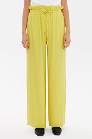 Açık Zeytin Yeşili Bol kesim beli lastikli pantolon 41369 | 40