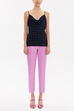 Lacivert Degaje yaka askılı bluz 19798 | 40