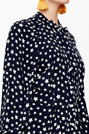 Siyah Yakası bağlamalı balon kollu gömlek 10748 | 40