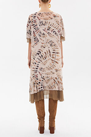 Yeşil Volanlı şifon midi elbise 93224 | M