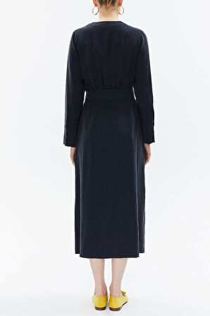 Füme Anvelop kapama  kemerli midi elbise 93322 | 44