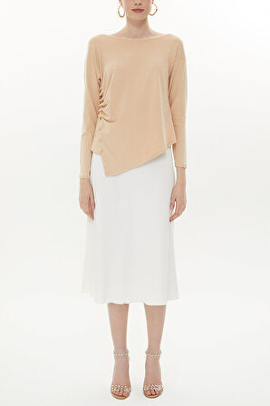 Devetüyü Asimetrik çıtçıt detaylı bluz 19818 | 40