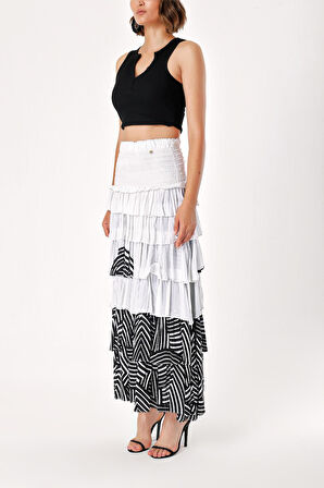 Çizgili Fırfırlı uzun etek  81157 | 44