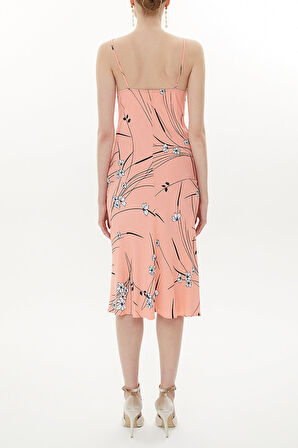 Pembe Yakası askılı midi elbise 93354 | 46