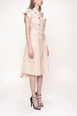 Bej Poplin gömlek elbise 93528 | 38