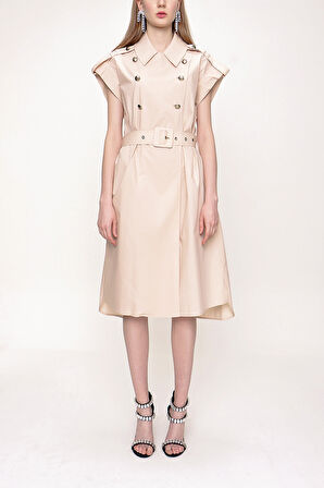 Bej Poplin gömlek elbise 93528 | 40