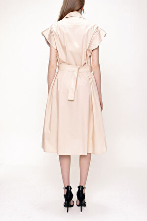 Bej Poplin gömlek elbise 93528 | 40