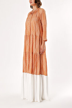 Kahve Büzgülü bol kesim elbise 93454 | 50