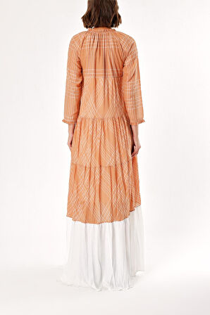 Kahve Büzgülü bol kesim elbise 93454 | 50