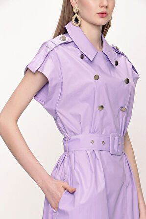 Lila Poplin gömlek elbise 93528 | 38