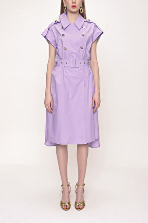 Lila Poplin gömlek elbise 93528 | 40