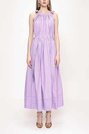 Lila Kolsuz  bol kesim poplin elbise 93542 | 38