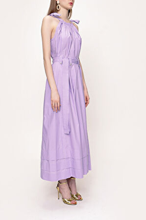 Lila Kolsuz  bol kesim poplin elbise 93542 | 38