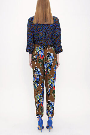 Desenli Beli lastikli bol kesim pantolon 41608 | 38