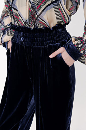 Lacivert Beli lastikli bol kesim pantolon 41607 | 36