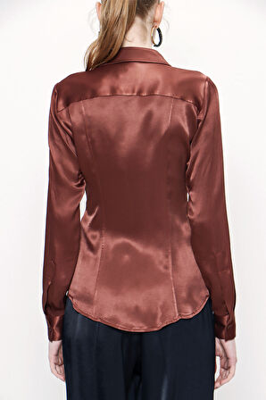 Kahve Dar kesim gömlek 10760 | L