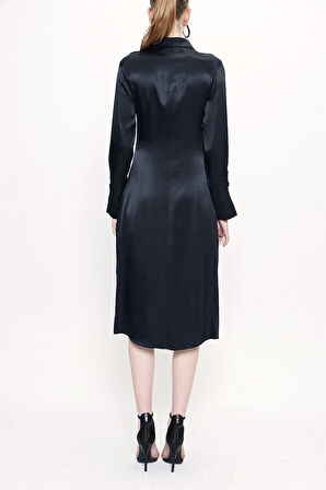 Siyah Gömlek elbise 93765 | M