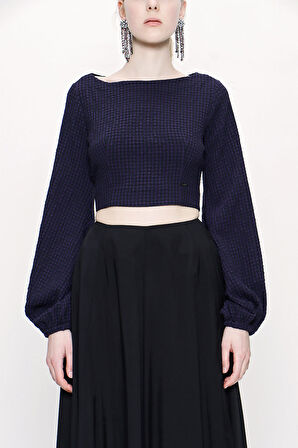 Mor Sırt dekolteli kısa bluz 19825 | S