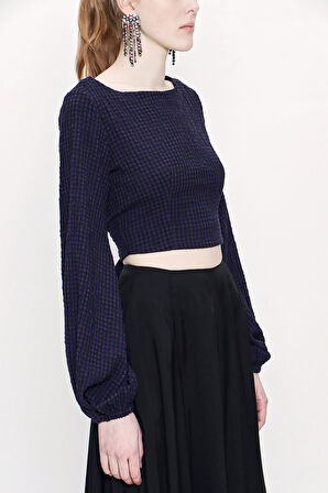 Mor Sırt dekolteli kısa bluz 19825 | S