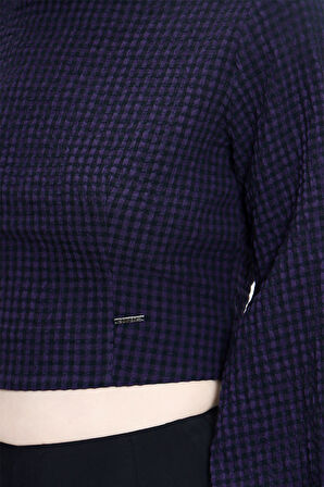 Mor Sırt dekolteli kısa bluz 19825 | S