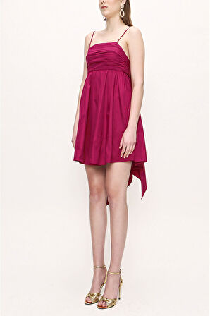 Fuşya Askılı mini elbise 93911 | M