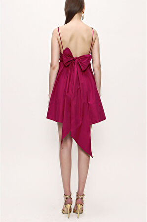 Fuşya Askılı mini elbise 93911 | M