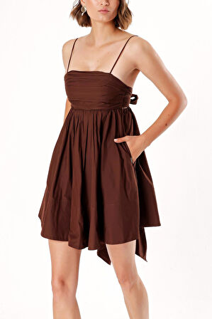 Kahve Askılı mini elbise 93911 | L