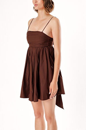 Kahve Askılı mini elbise 93911 | L