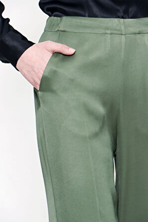 Yeşil Beli lastikli bol kesim pantolon 41609 | XL