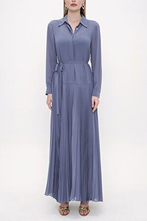 Mavi Pilise detaylı uzun elbise 93839 | 36