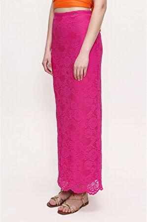 Fuşya Dantel etek 81186 | L