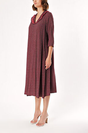 Bordo Bol kesim elbise 93952 | S