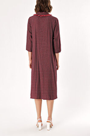 Bordo Bol kesim elbise 93952 | S