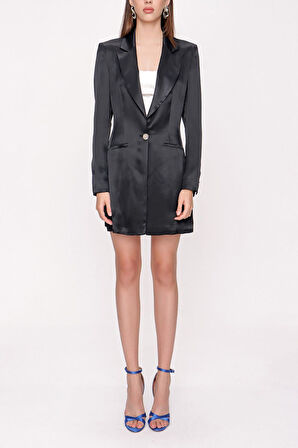 Siyah Dar kesim blazer ceket 61153 | M